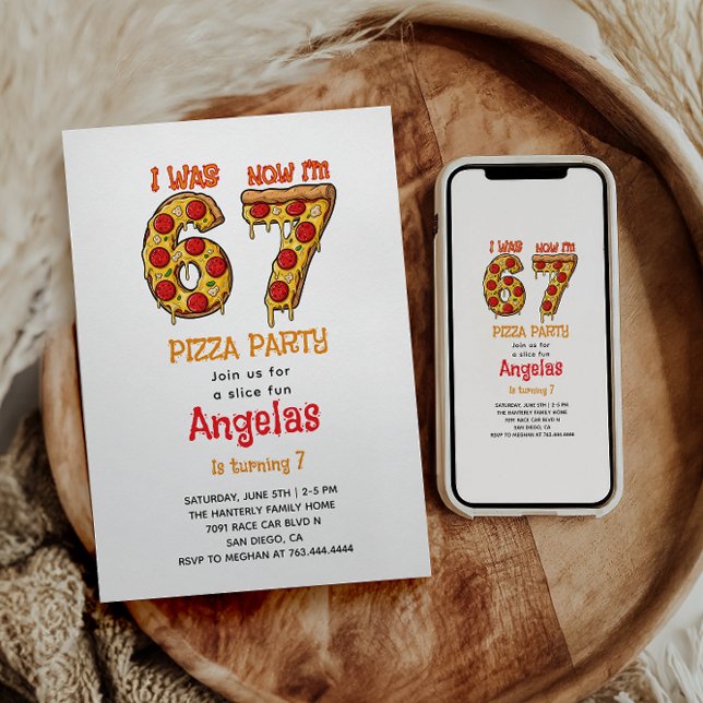 Convite Modern Slice Slice Boy Six Seven Birthday Party (Modern Slice Slice Boy Six Seven Birthday Party Invitation
)