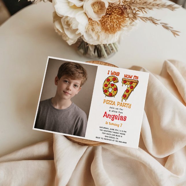 Convite Modern Slice Slice Boy Six Seven Birthday Party (Modern Slice Slice Boy Six Seven Birthday Party Invitation
)