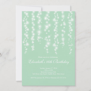Convite Modern Sparkle Mint Doce Dezesseis Festas de anive