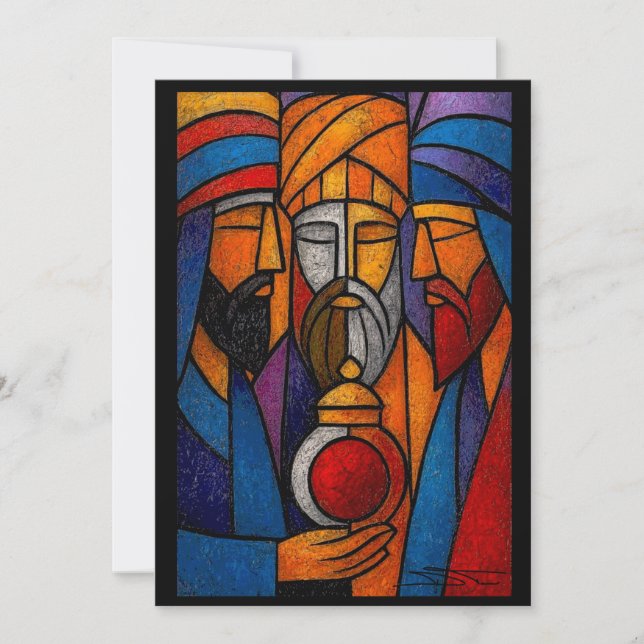Convite Modern Stained Glass Three Wise Men (Frente)