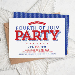 Convite Modern Stars and Stripes 4º do Partido de julho