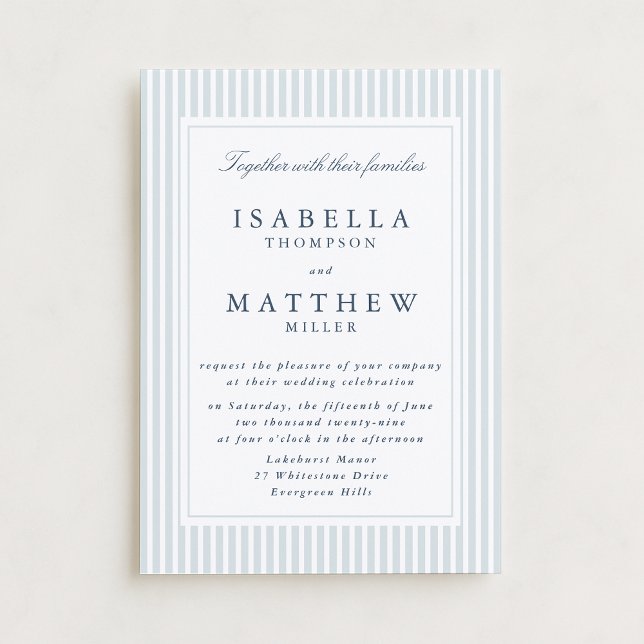 Convite Modern Striped Wedding Invitation Geometric Frame (Criador carregado)