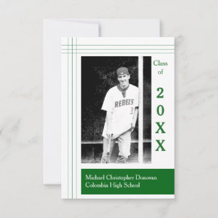 Convite Modern Stripes Green - 3x5 Graduation Announcement