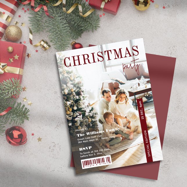 Convite Modern Stylish Magazine Cover Christmas Party (Modern Stylish Magazine Cover Christmas Party Invitation)