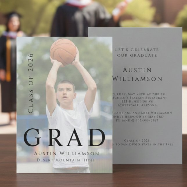 Convite Modern Stylish Photo Graduation Invitation (Criador carregado)