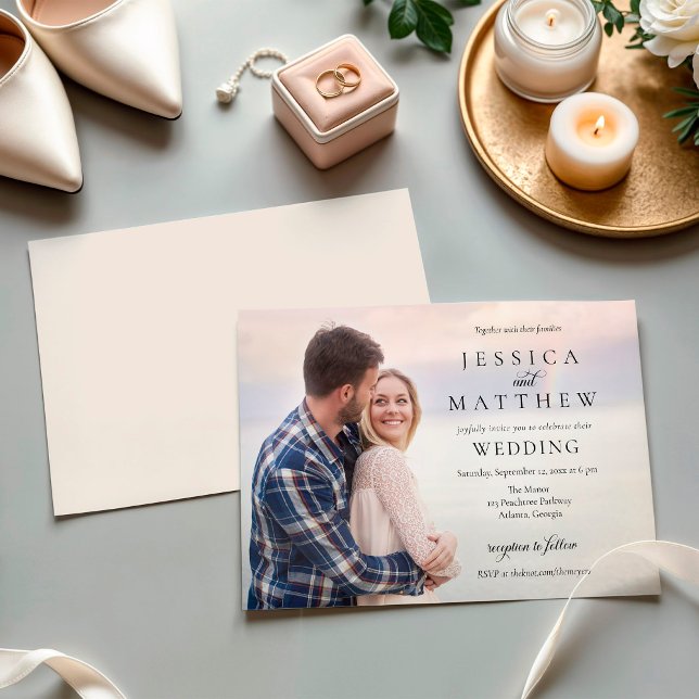 Convite Modern Stylish Photo Wedding Invitation (Criador carregado)