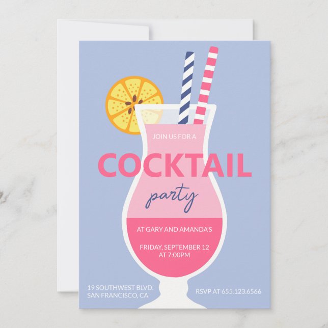 Convite Modern summer cocktail birthday party invitation (Frente)