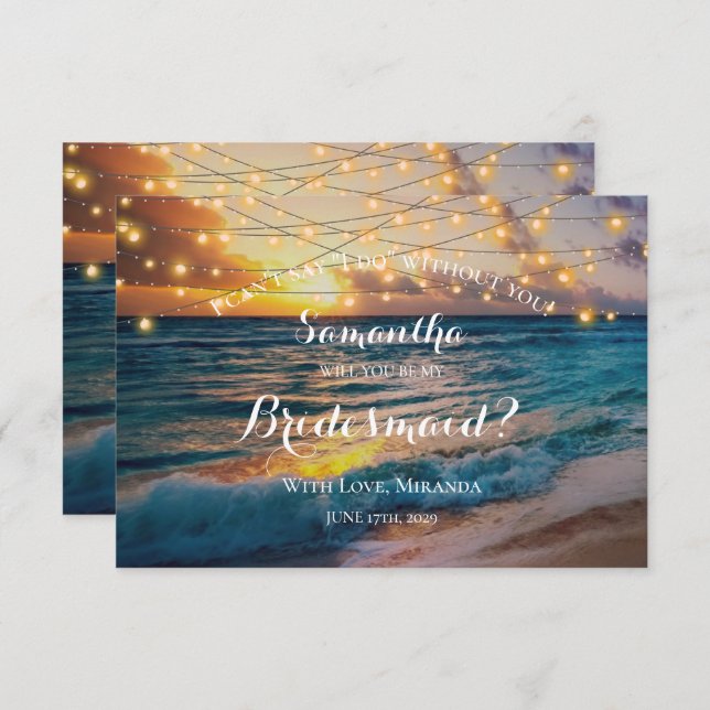 Convite Modern Sunset Beach Lights Summer Bridesmaid (Frente/Verso)