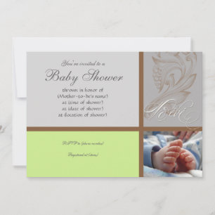 Convite Modern Swirl n Bolinhas - Chá Baby Boy Convide