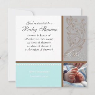 Convite Modern Swirl n Bolinhas - Chá Baby Boy Convide