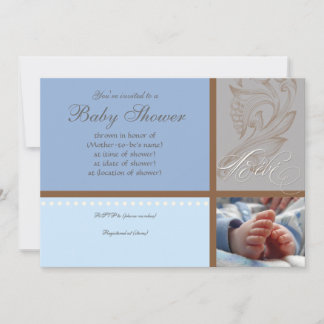 Convite Modern Swirl n Bolinhas - Chá Baby Boy Convide