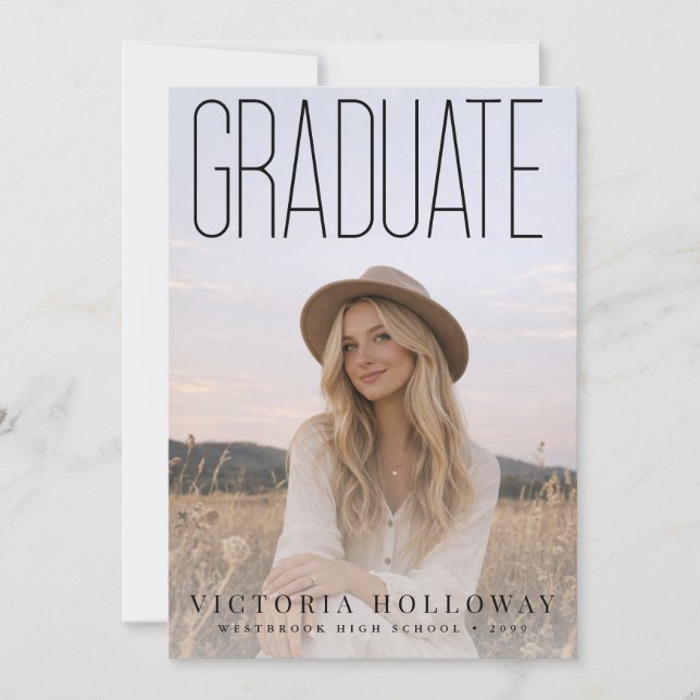 Convite Modern Tall Typography Graduation Party Invitation (Frente)