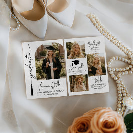 Convite Modern Tassel Script Photo Graduation Invite