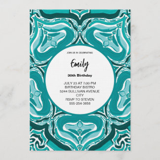 Convite Modern Teal Abstract Pattern