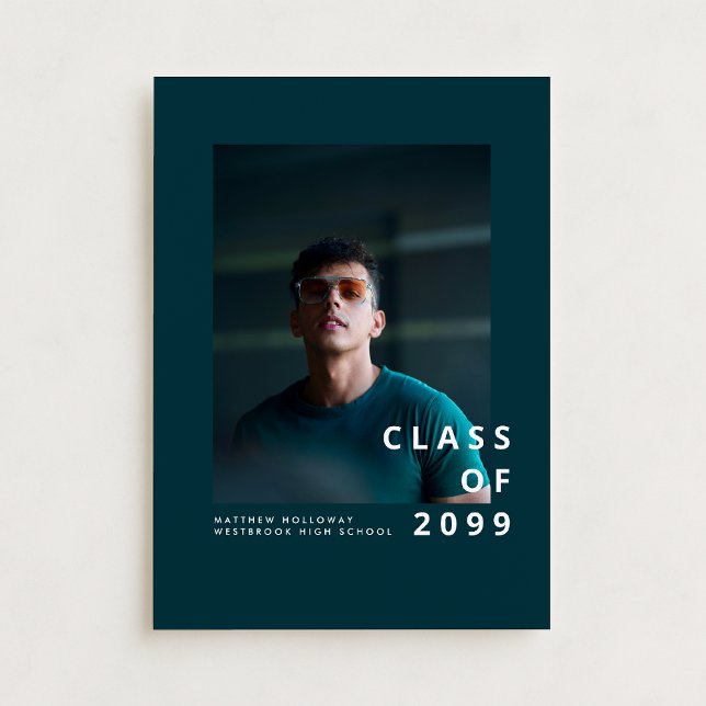 Convite Modern Teal Typography Graduation Announcement (Criador carregado)