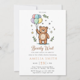 Convite Modern Teddy bear Friendly baby shower