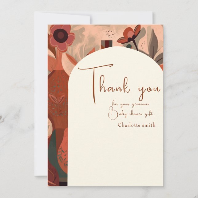 Convite Modern Terracotta boho chá de fraldas (Frente)