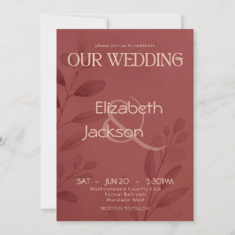 Convite Modern Terracotta Botanical Typography Wedding