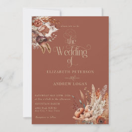 Convite Modern Terracotta Floral | Flores De Queda Casamen