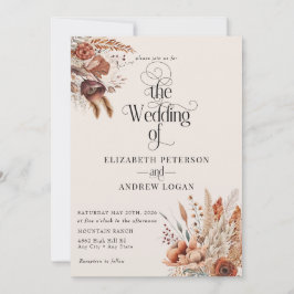 Convite Modern Terracotta Floral | Flores De Queda Casamen