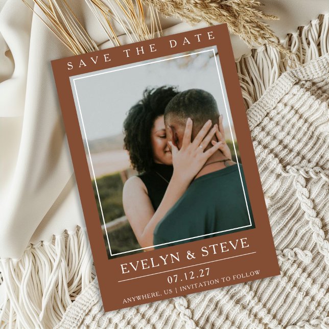 Convite Modern Terracotta Photo Save the Date (Criador carregado)