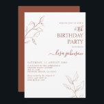 Convite Modern Terracotta Script Botânico 60º Aniversário<br><div class="desc">Não é a sua típica comemoração de 60 anos! Imaginem seus convidados com este convite de 60 anos botânico do roteiro Teracotta Burnt Orange. A incrível arte da linha é delicada e intrincada, a combinação perfeita de na moda, mas elegante, que garantirá que seu dia especial se sobressaia do resto....</div>
