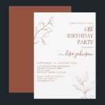 Convite Modern Terracotta Script Botânico 60º Aniversário<br><div class="desc">Não é a sua típica comemoração de 60 anos! Imaginem seus convidados com este convite de 60 anos botânico do roteiro Teracotta Burnt Orange. A incrível arte da linha é delicada e intrincada, a combinação perfeita de na moda, mas elegante, que garantirá que seu dia especial se sobressaia do resto....</div>