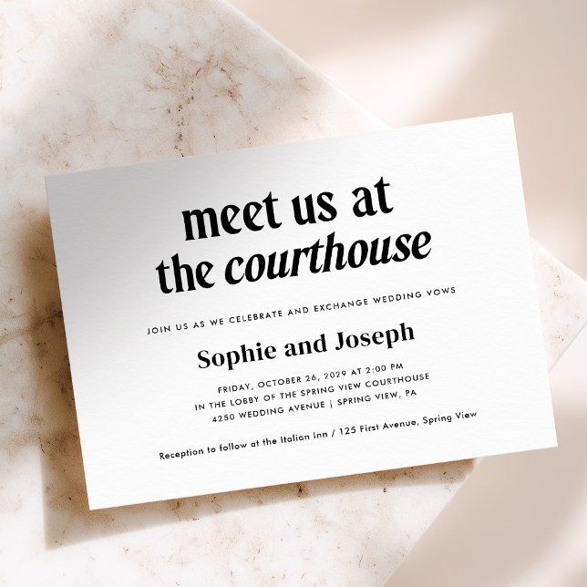 Convite Modern Text | Courthouse Wedding Elopement (Criador carregado)