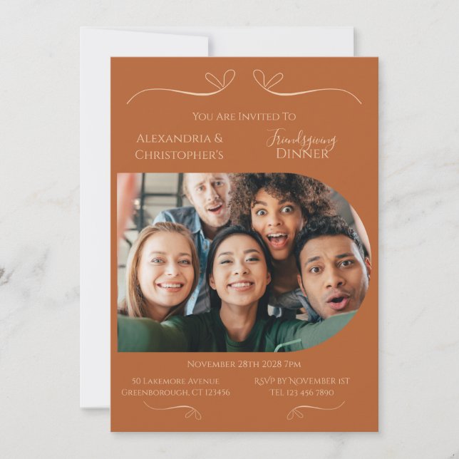 Convite Modern Thanksgiving Friendsgiving Photo (Frente)
