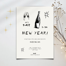 Convite Modern Toast to the New Year 2026 Bold Typo