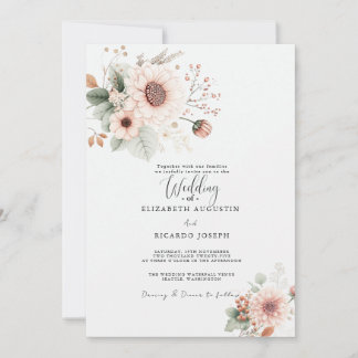 Convite Modern Trendy Dusty Rose Blush Wedding  Invitation