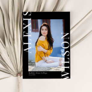 Convite Modern Trendy Minimalist 3 Photo Graduation (Gradu