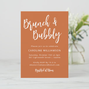Convite Modern Trendy Script Brunch Chá De Borracha Laranj