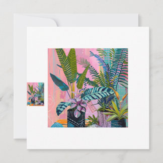 Convite Modern Tropical Plant Print – Pink and Green