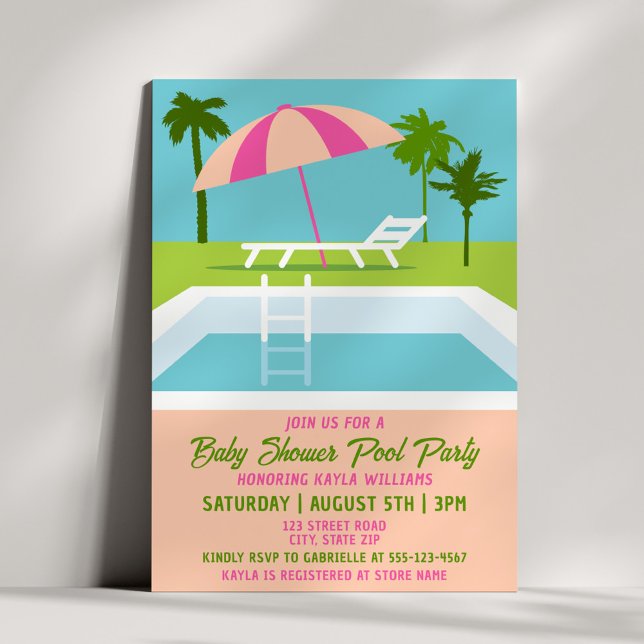 Convite Modern Tropical Pool Party Summer Palms (Criador carregado)