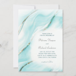 Convite Modern Turquoise Agate Wedding Inv