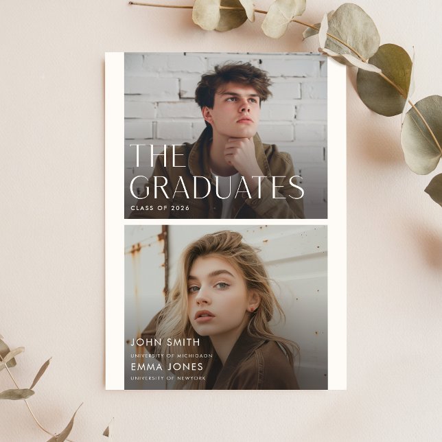 Convite Modern Two Graduates Double Joint Graduation Party (Criador carregado)