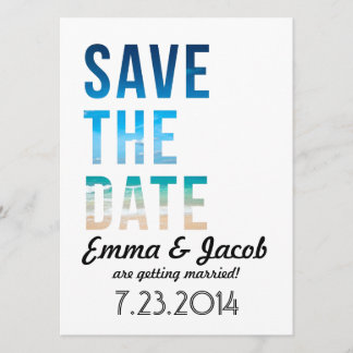 Convite Modern Typografia Beach Weding Date (O Casamento D