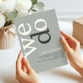 Convite Modern Typografia Sage Ivory Wedding