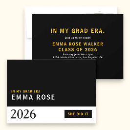 Convite Modern Typographic Grad Era party invitation