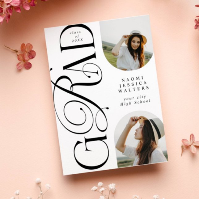 Convite Modern Typography 2 Arch Photo Elegant Graduation (Criador carregado)