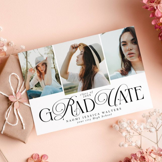 Convite Modern Typography 4 Photos Elegant Graduation (Criador carregado)