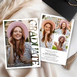 Convite Modern Typography Graduate 3 Photo Collage