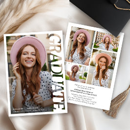 Convite Modern Typography Graduate 4 Photo Collage