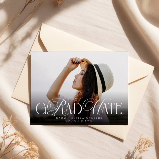 Convite Modern Typography Senior Photo Elegant Graduation (Criador carregado)