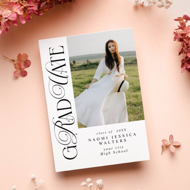Convite Modern Typography Serif Photo Elegant Graduation (Criador carregado)