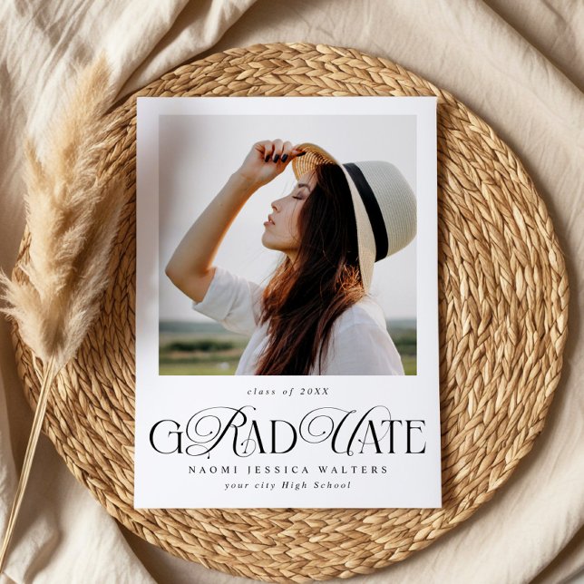 Convite Modern Typography Single Photo Elegant Graduation (Criador carregado)