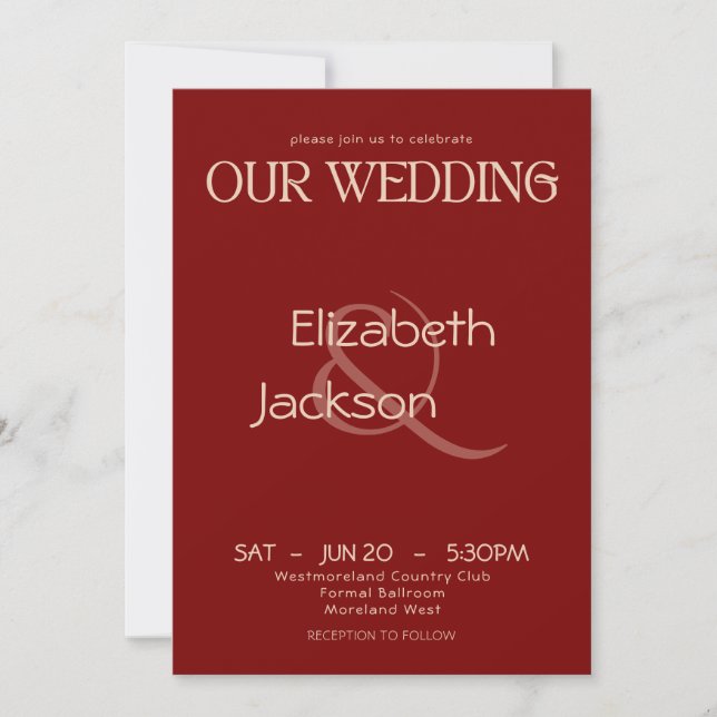 Convite Modern Typography Terracotta Classic Wedding (Frente)