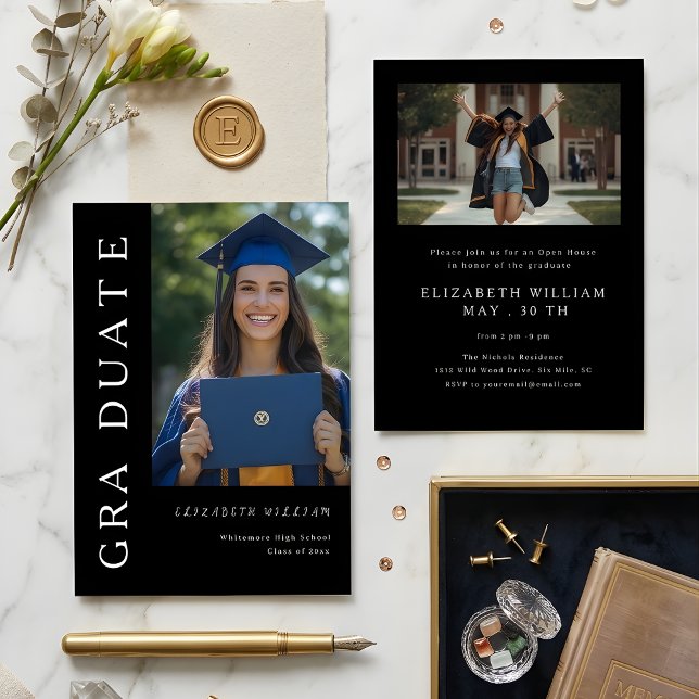 Convite Modern Vertical Photo Graduation Invitation (Criador carregado)