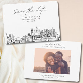 Convite Modern Virginia Beach Wedding Salve a Data